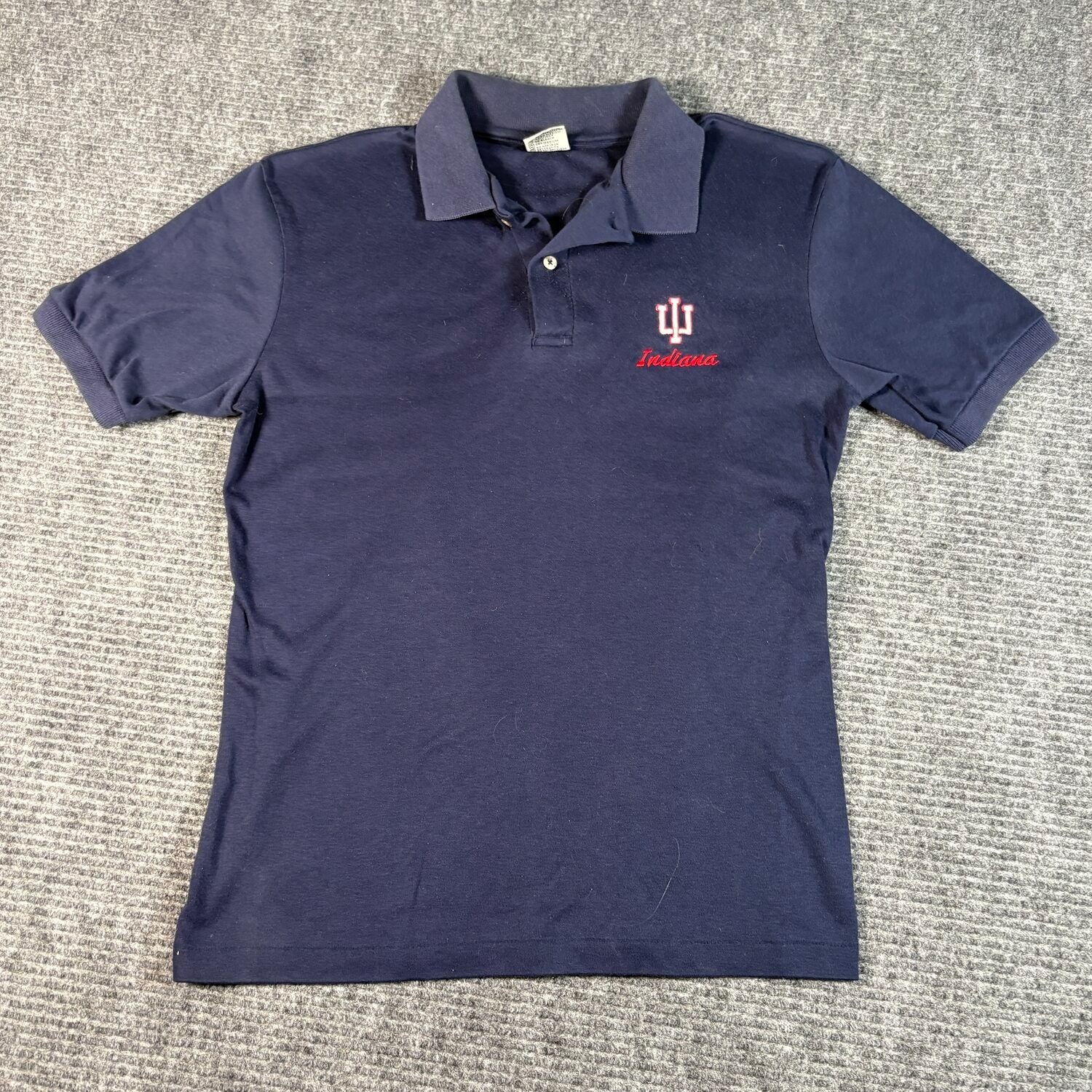 Vtg Graphix Indiana University Polo Mens Medium Navy Blue Excellent Made in USA
