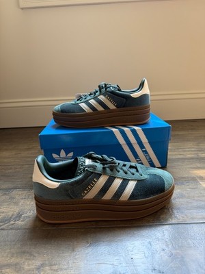 Size 8 - adidas Gazelle Bold Mineral Green Velvet W