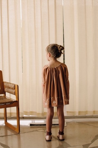 Apolina Ruth Kaftan Tunic Cotton Praline Peach Caramel Dress 5-7 Years - Picture 3 of 17