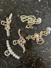 5pacs Rhinestone Hair Claw Elegant Crystal Zircon Metal Large Hair Clip Clamps