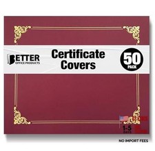 50 Pack Certificate Holders, Diploma Holders, Document Covers with Crimson Red