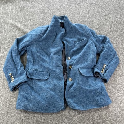 LL Bean Women Blue Blazer Jacket Wool/Cashmere/Nylon SIze may be Medium