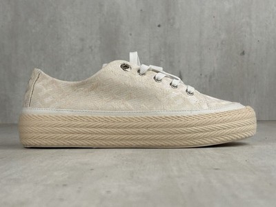 Tommy Hilfiger Vulc Rope Monogram White Denim Gr 42 Damen Schuhe Sneaker Beige 