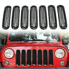 7 Piece Black Front Grille Trim Insert Cover Kit For 2007-2017 Jeep Wrangler Jk 7 Piece Black Front Grille Trim Insert Cover Kit For 2007-2017 Jeep Wrangler Jk