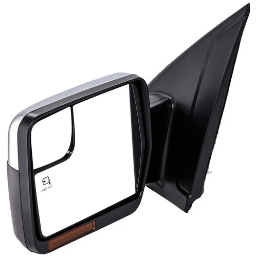 Mirror Left For 11-14 Ford F-150 Power Heated with Puddle and Signal Lamp Chrome