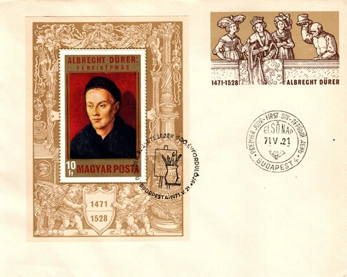 HUNGARY - 1971. FDC S/S - Portrait of a Man by Dürer (1) Mi:Bl.81.