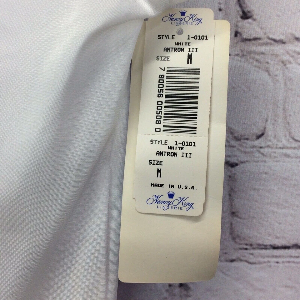 Vintage Nancy King Shirt Slip Lingerie Women's Size M White Lace Shoulder Pads - Image 4 of 4