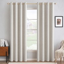 MIULEE 100 Blackout Linen Textured Curtains for Bedroom Solid Thermal Insula...