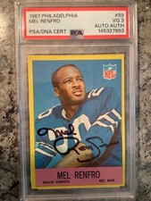 Mel Renfro 1967 Philadelphia Cowboys HOF Signed Vintage Auto PSA 3