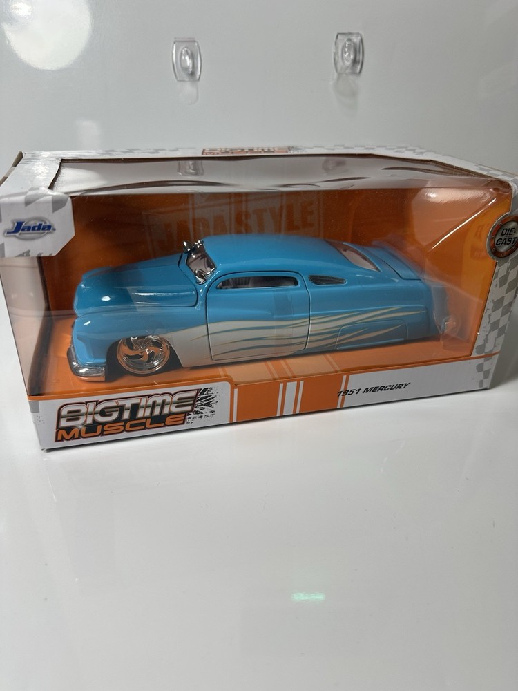 Jada Toys BigTime Muscle 1:24 Scale 1951 Mercury Coupe Diecast Model Car Blue with Flames