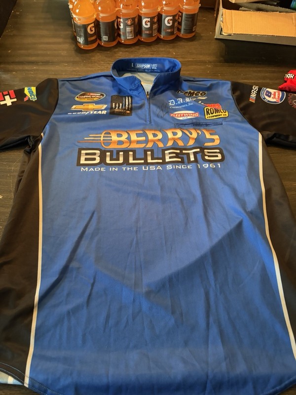 John Hunter Nemechek Signed  Berrys Bullets Crew Shirt  Large