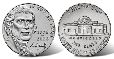 #ad 1776 2026 P 5C Jefferson Nickel Roll Semiquincentennial Uncirculated PRESALE $29.95