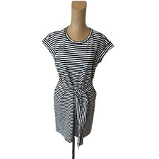 J Crew Striped tie-waist mini dress Black & White Dress Size Small