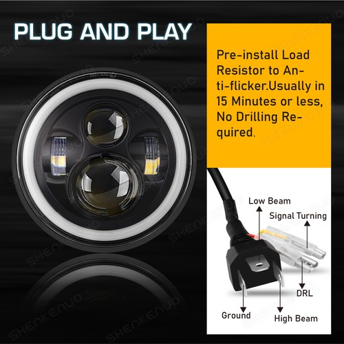2pcs 7''Inch Round LED Headlights Sealed Hi/Lo Beam with DRL Fit Mack R Series - Picture 6 of 16