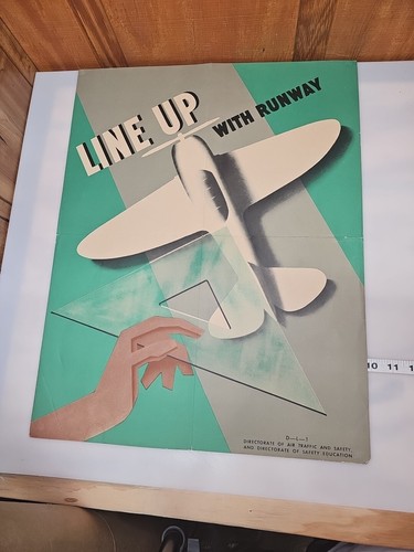 WW2 Poster MILITARY AVIATION Air Traffic and Safety World War 2 Line Up Runway