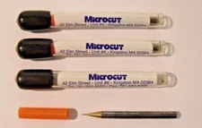 (3) NIB Microcut 84015TN ϕ0.015" TiN Coated Carbide End Mills:  4FL, ~1-1/2" OAL