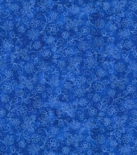 BTY Sundrench BUTTERFLIES FLOWERS Royal Blue Print 100% Cotton Quilt Fabric Yard