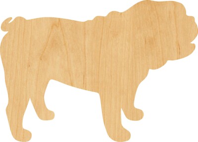 Bulldog Laser Cut Out Wood Shape Craft Supply - Woodcraft Cutout