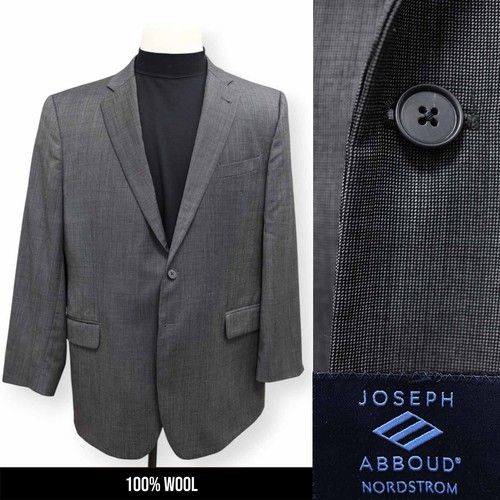 JOSEPH ABBOUD mens solid gray 100% WOOL sport coat suit jacket blazer ...