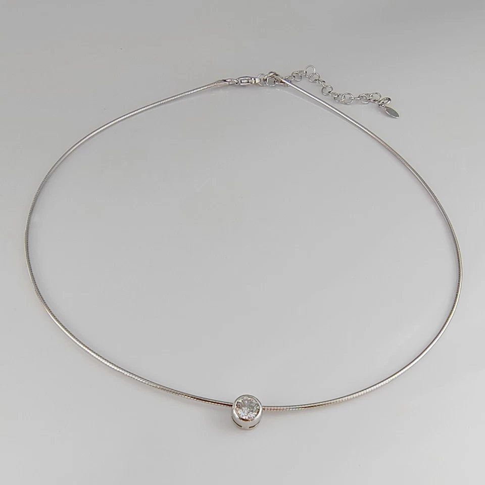Collana Punto Luce in Argento 925 con Zircone Brillante - Gioiello da Donna - Immagine 3 di 4