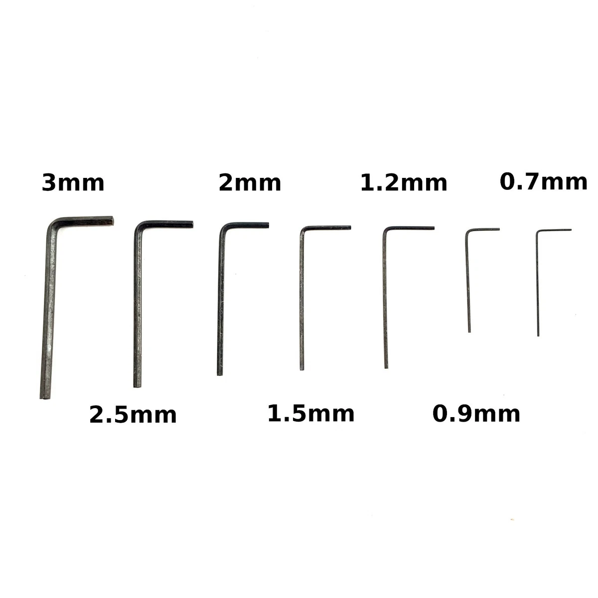 Miniature Mini Micro Hex Allen Keys Wrenches 7 Piece Set 0.7mm 3mm