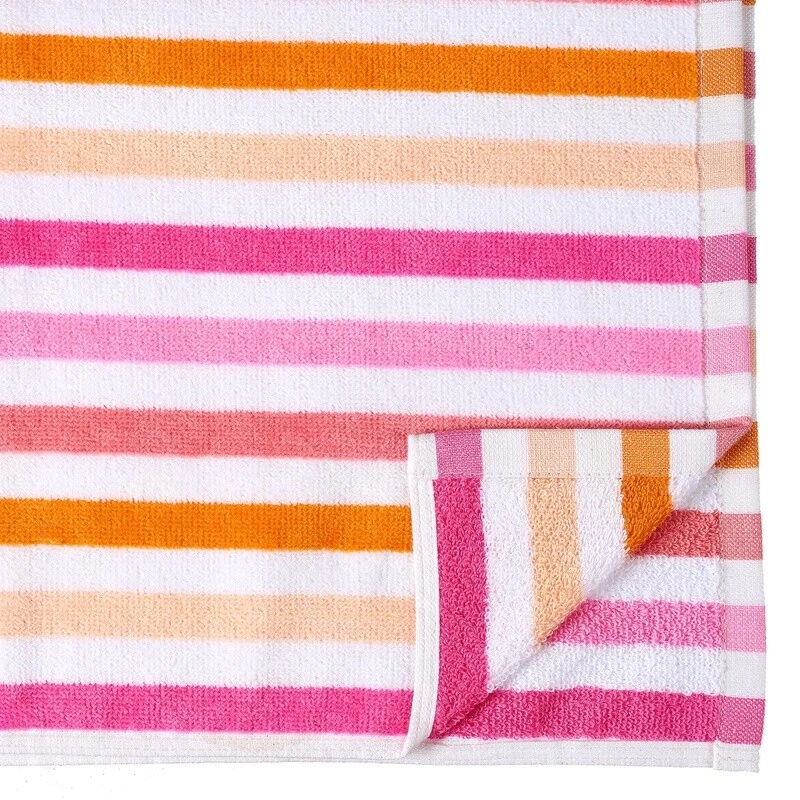 Beach Towel Striped Cotton-Blend Soft Absorbent Lightweight Outdoor Activities
