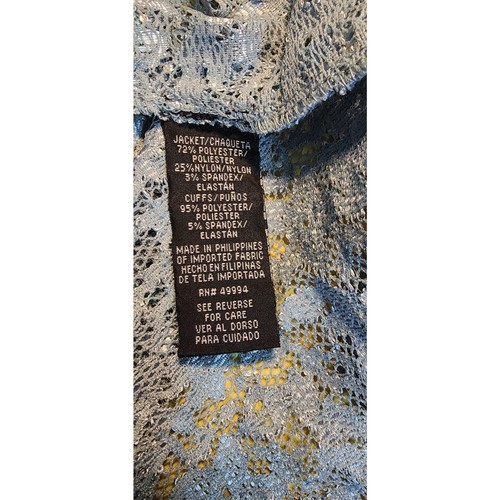 R&M RICHARDS Womens Blue Lace Sequined Floral 3/4 Sleeve OpenCardigan Top 10 NWT - Picture 5 of 6