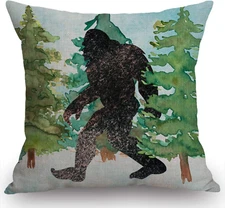 Sasquatch Watercolor Rustic Farmhouse Style Decorative Throw Pillow Cover Cushio