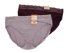 New set of 2 WARNER'S no muffin top microfiber with LACE HI CUT LILAC MERLOT 9