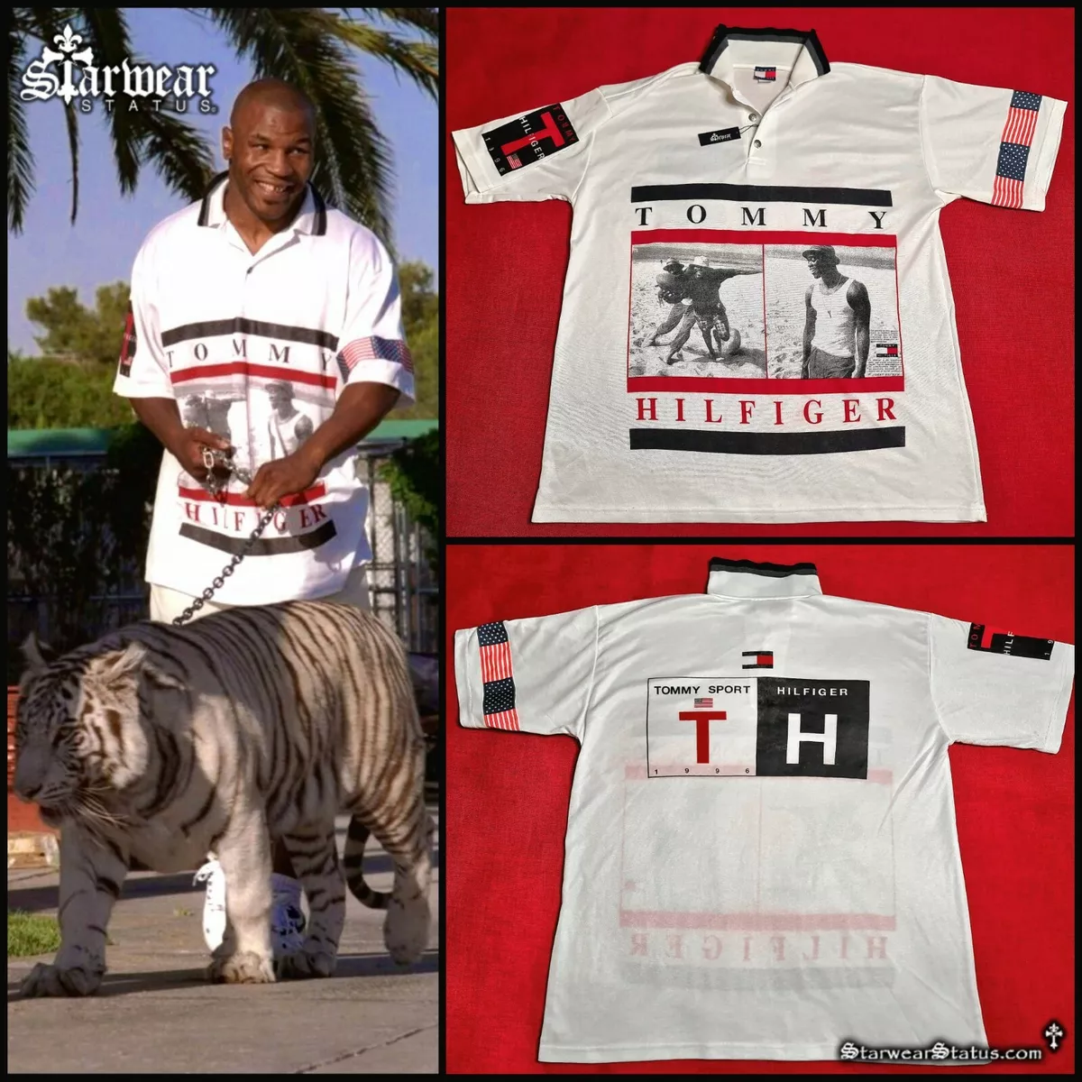 🥊GRAIL 90s MIKE TYSON OWNED WORN CELEBRITY WARDROBE TOMMY HILFIGER POLO  T-SHIRT