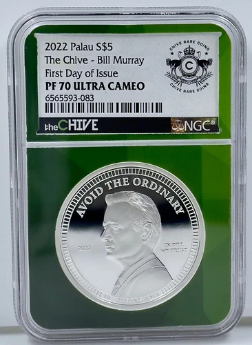 2022 Palau $5 The Chive Bill Murray NGC PF70 UCAM 1 Oz Silver Top Pop Chivery