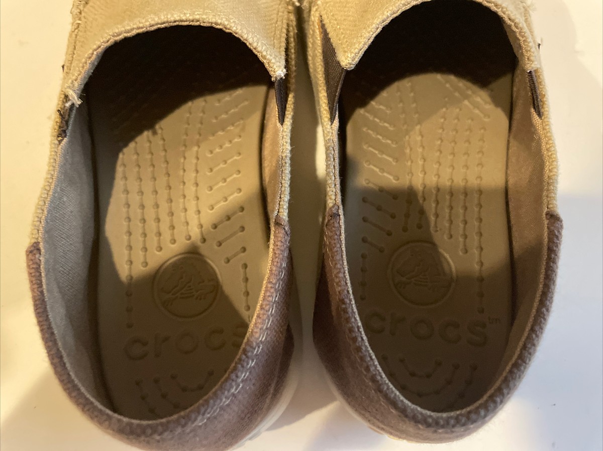 靴 crocs Santa Cruz khaki Crocs Santa Cruz Canvas Slip-On Shoes Loafers Men's 8 Tan