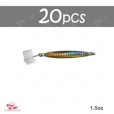 20pcs Gold Silver 1.5oz Colt Sniper jigs 42g Vertical jig 3561D-DT MUSTAD Hook