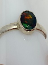Black Lightning Australian Opal Ring Size 9 Bezel Setting Opal 8.50mm x 6.50mm