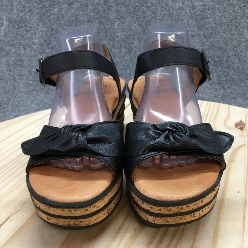 Sandalias Gabor para mujer UK7 US9.5 hebilla en capas cuña con correa de cuero negro Foto 4 de 4