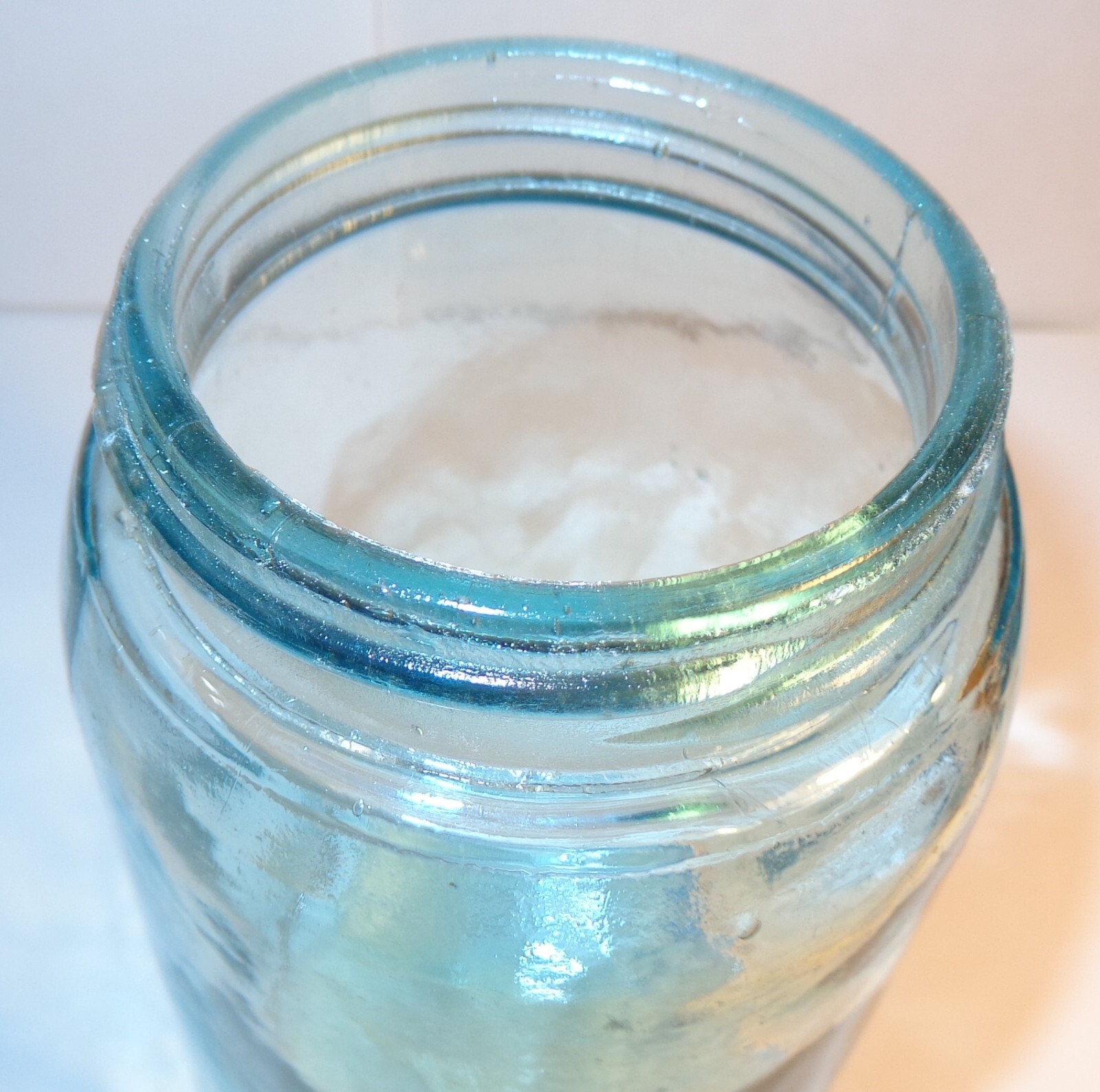 HTF OLD VINTAGE UNMARKED WAVY BLUE GLASS CANNING JAR BALL ZINC LID NO MAKER MARK