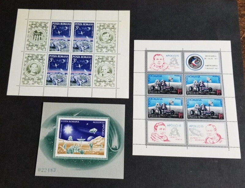 ROMANIA-(Space theme souvenir sheets)- 3 different in quantity
