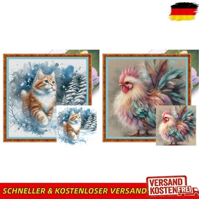 Full Embroidery Eco-cotton Thread 14CT Printed Cat Cross Stitch Kit Art 50x50cm