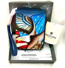 ANUSCHKA NWT🇺🇸RFID Organizer Wallet/Wristlet-Stars and Stripes 2019-STS