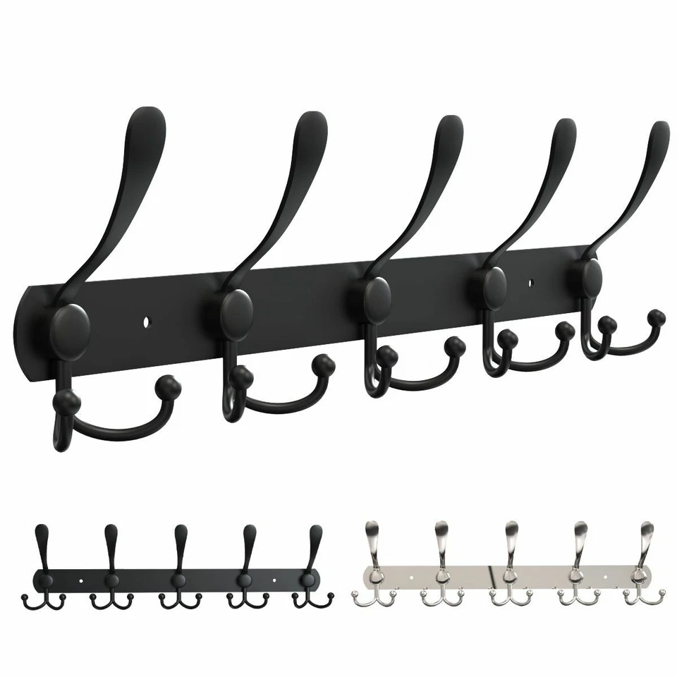 15 Ganchos Acero Inoxidable Bata Sombrero Ropa Montaje en Pared Percha Toallero EE. UU. Foto 2 de 4