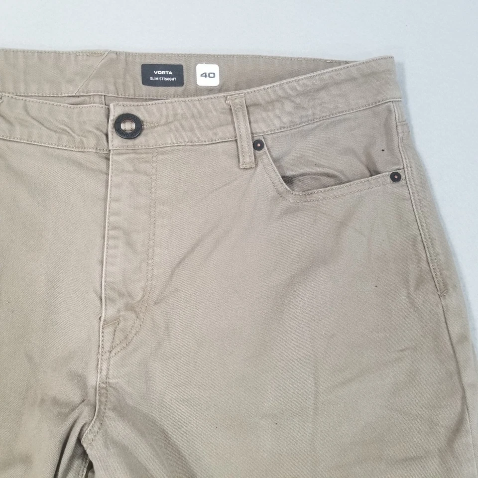 Volcom jeans men's 40 x 34 vorta regular fit straight Brown stretch denim pants - Image 4 of 4