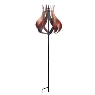 Outdoor 70.1 in. Tangerine Tulip Kinetic Windmill Sculpture