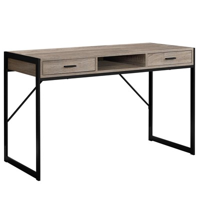 22 Taupe and Black Computer Desk With Two Drawers