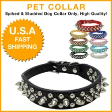 No Bite Pet Luxury Spikes & Studded Collar Faux Leather Adjustable for Dog Cat