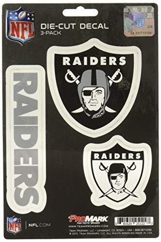 NFL Oakland Raiders Team Decal, 3-Pack , Black - Afbeelding 1 van 4