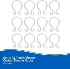 3 packs of 12 KN61211 Smooth Plastic Shower Curtain Rings Double Hanging Hooks