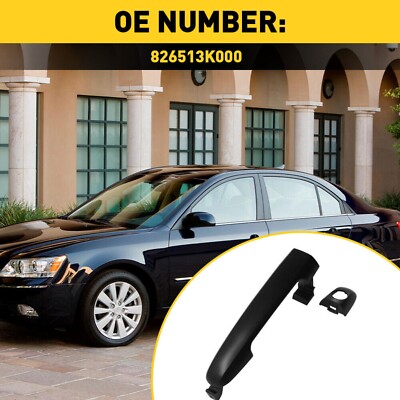 Black Exterior Door Handle - Front Left Driver Side For 2006-2010 Hyundai Sonata - With Key Hole, Direct Replacement