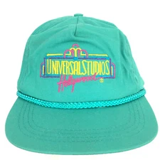 Vtg 80s Universal Studios Hollywood Cap Spell Out Logo Rope Trucker Baseball Hat