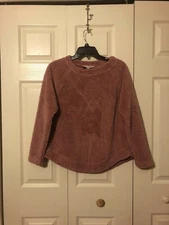 LOFT Solid Pink Fuzzy Plush Pullover Sweater Size Small P/O