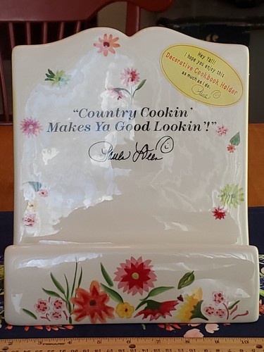 Paula Deen Ceramic Hand Painted Floral Cookbook Holder On The Veranda 9x9x6 NWT - Picture 21 of 24